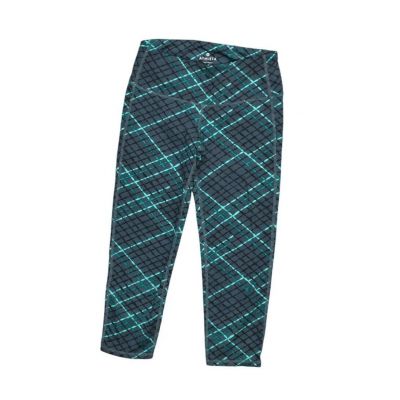 Athleta Gray Green Plaid Capri Pull On Leggings XS Polyester Workout Gym